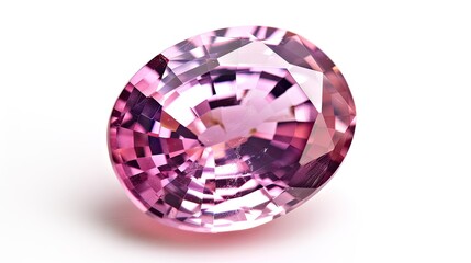 A natural pink sapphire gemstone in an oval cut, beautifully presented against a white background.