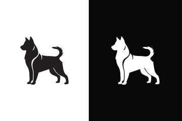 Dog icon silhouette vector illustration. Vector, isolated silhouette of a dog black white background.