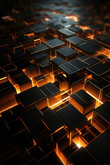 Obraz premium Futuristic Glowing Network of Cubes Background