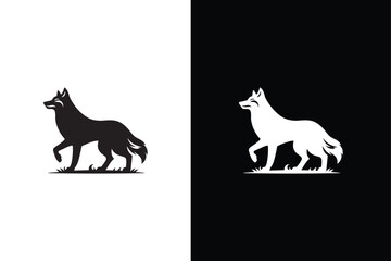 Wolf icon silhouette isolated vector images of wild animals. Simple Wolf Vector Illustration black white background.