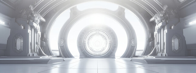 Futuristic Sci-Fi Corridor with Circular Doorway