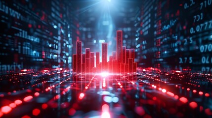 Obraz premium Digital Data Visualization with Red and Blue Graphics