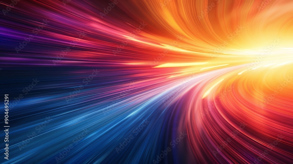 Poster vibrant abstract light trails in motion against a dark background a display of color and movement
