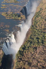 Closeup of the Victoria falls, on the Zimbabwe Zambia Border.