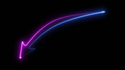 Neon business growth arrow icon seamless looped background 4k illustration.