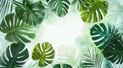 Tropical Christmas Decoration with Palm Leaves and Trees