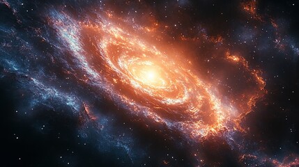 Obraz premium Galactic Swirl: High-Resolution Spiral Galaxy with Dynamic Nebulae and Star Patterns