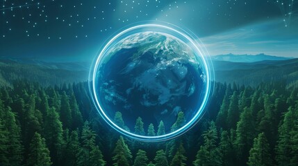 A thoughtful chimpanzee with a futuristic digital interface overlay, symbolizing the intersection of nature and technology.