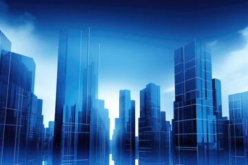 Obraz premium Blue modern skyscrapers