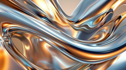 Metallic 3D wave formations, elegantly curving and intertwining, creating a stunning abstract visual with a futuristic feel.