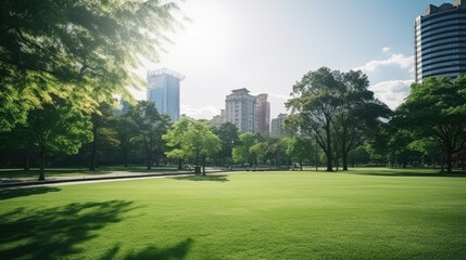 Serene City Park at Sunrise