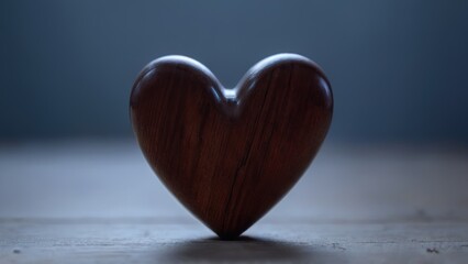 Fototapeta premium a small heart shaped object placed on top of a wooden desk,
