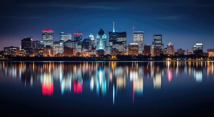 Fototapeta premium Tranquil City Reflections at Twilight