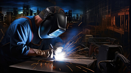 Night Shift Welder in Action - Industrial Strength