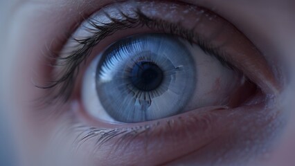 Naklejka premium a close up of the blue eye in this woman's eyes,