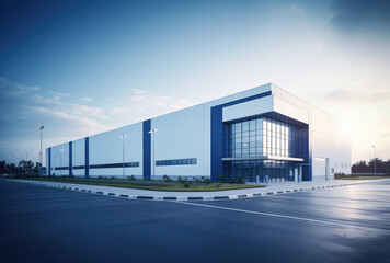 Sleek Industrial Warehouse Facility at Twilight