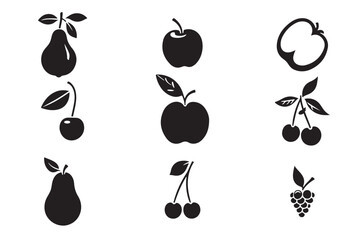 Fruits Vector Icons Vitamin Sign Collection