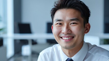 Obraz premium man with blood running through facial area smiling,