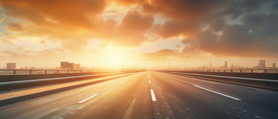 Obraz premium Sunset Journey on the Urban Expressway