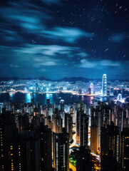 Obraz premium Starry Night Over Metropolitan Skyline