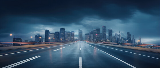 Fototapeta premium Urban Dreamscape: The Road to City Skies