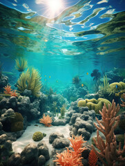 Fototapeta premium Serene Underwater Oasis: Coral Reef Ecosystem