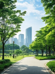 Serene City Park: Nature Meets Urban Landscape