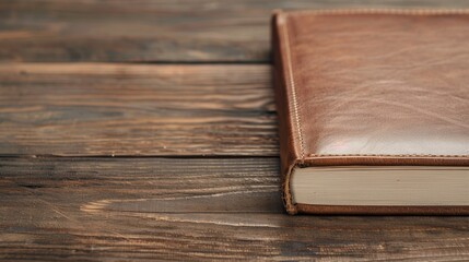 Rustic leather-bound journal, aged appearance, isolated on a simple background, plenty of space for text