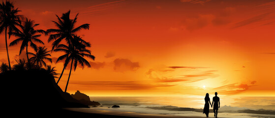 Sunset Embrace: Love on a Tropical Beach