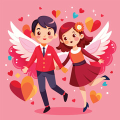 a cute man and woman fly mascot (3).eps