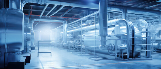 Obraz premium Modern Industrial Machinery Room Interior