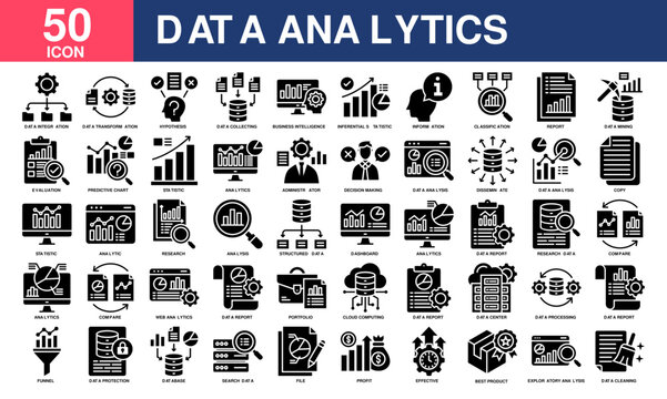 Data analytics icon collection set.