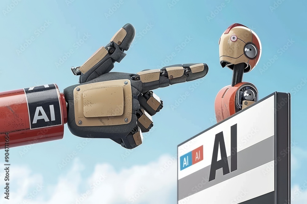 Poster ai robot initiating startup at control panel