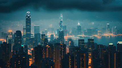 Fototapeta premium Majestic Nighttime Urban Skyline