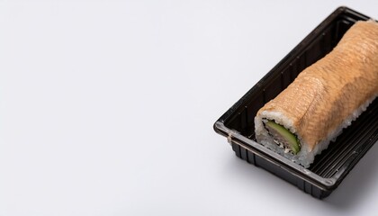 sushi roll in bento box with white background. isolated.