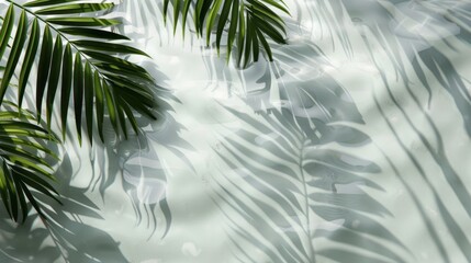 Shadows of Lush Green Palm Leaves Cast on Light Surface During Bright Daylight Hours