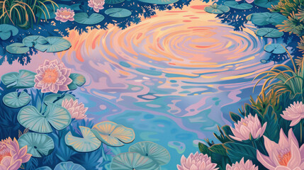 a pool  of water with flowers on it 