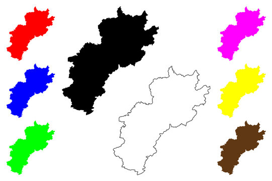 Kusel district (Federal Republic of Germany, State of Rhineland-Palatinate) map vector illustration, scribble sketch Kusel map