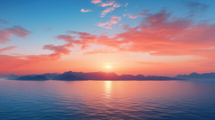 Fototapeta premium Serene Sunset Over Mountain Range