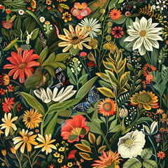 Harmonious Ecosystem: Intricate Illustration of Flora and Fauna Celebrating Nature's Unity and Beauty