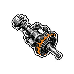 Design a vector diagram of a motorcycle engine valve, showcasing the internal components and their workings.