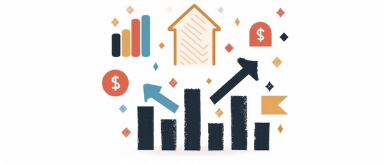 Obraz premium Emphasize financial diversification by showing a portfolio with arrows pointing towards different asset classes, such as stocks, bonds, real estate, and commodities