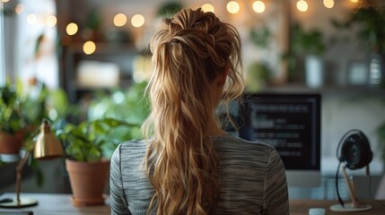 Blended work scenario with a laptop and a yoga mat, balanced lifestyle, integrating work and wellness