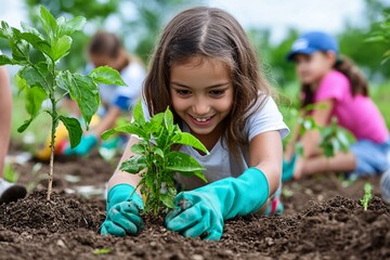 18. People participating in a community service event, such as cleaning a park or planting trees, to honor a national holiday