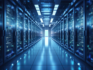 Fototapeta premium Futuristic Data Center Server Room Visualization