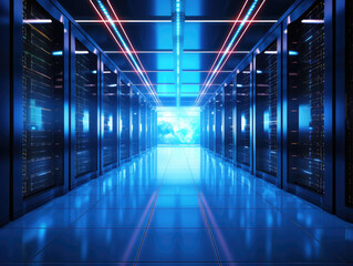 Fototapeta premium Futuristic Data Center Network Infrastructure