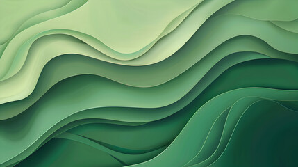 Obraz premium abstract green line wavy papercut background design,generative ai