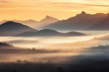 Majestic Sunrise Over Misty Mountain Valleys
