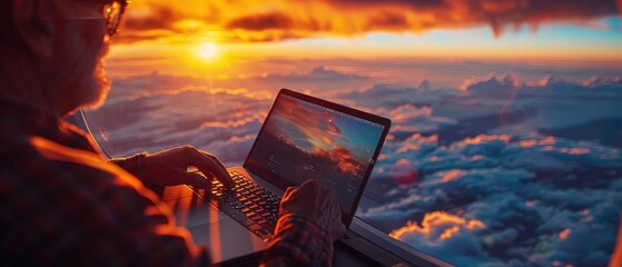 Blended work scenario with a laptop and a yoga mat, balanced lifestyle, integrating work and wellness