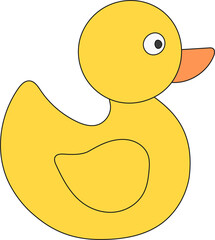 Сhildren's toy – cute duckling. PNG illustration on transparent background. Baby items doodle. Baby items vector sketch for web design.